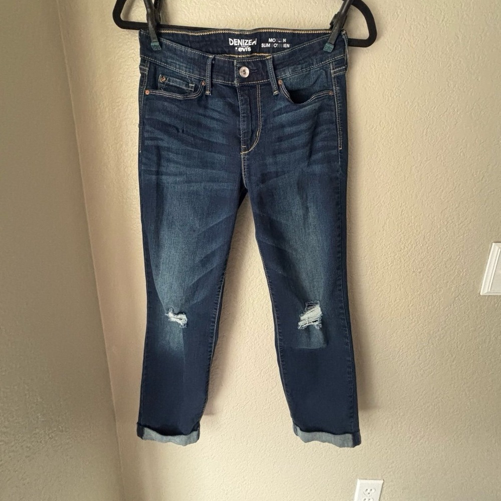 Denizen From Levi's Modern Slim Boyfriend Distressed Jeans W26 Dark Wash Denim